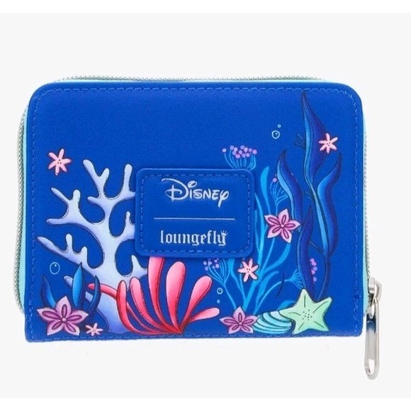 NEW Loungefly Disney The Little Mermaid Ariel And Flounder‎ Sealife Zip Wallet! - Picture 2 of 4